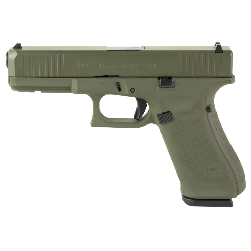 17 GEN 5, Semi-automatic, Striker Fired, Full Size, 9MM, 4.49" Barrel, Front Serrations, Cerakote Finish, OD Green, 17 Rounds, 3 Magazines PA175S204-OD