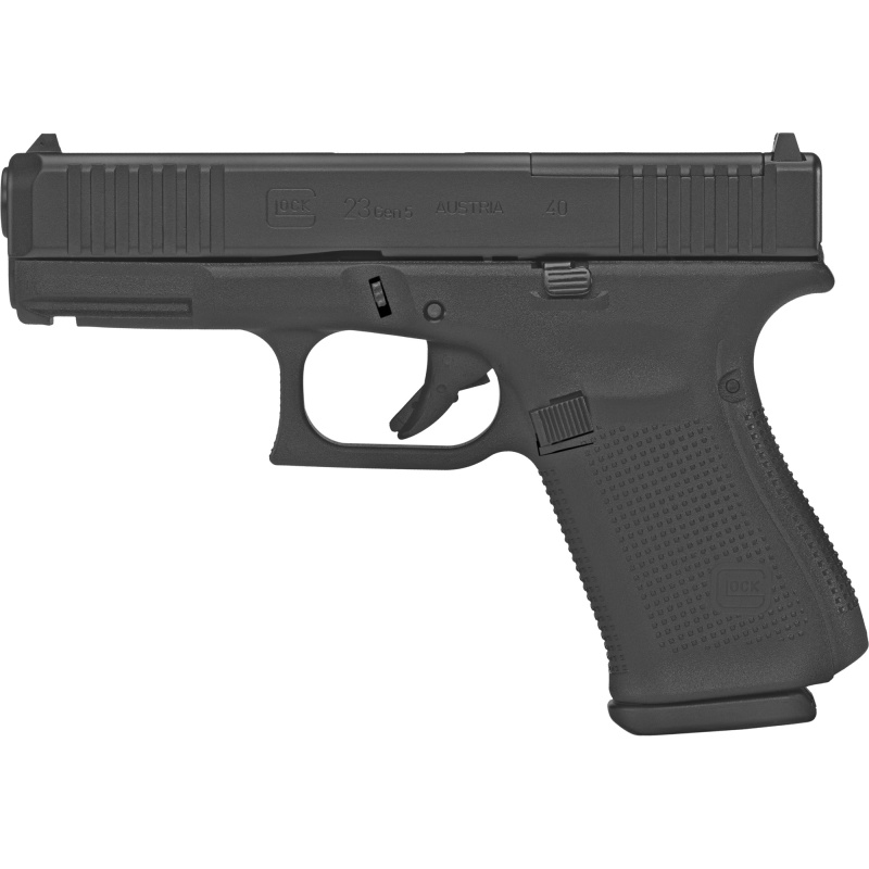23 Gen5 MOS| Striker Fired, Compact, 40S&W, 4.02" Marksman Barrel, Polymer Frame, Matte Finish, Fixed Sights, 13Rd, 3 Magazines, Ambidextrous Slide Stop Lever, Flared Mag Well, nDLC Finished Slide and Barrel, No Finger Grooves PA235S203MOS