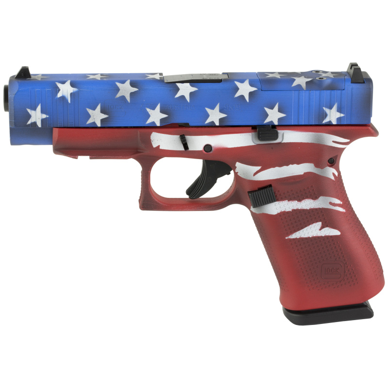 48, MOS, Semi-automatic, Striker Fired, Compact, 9MM, 4.17", Red, Wht, Blue, BattleWorn Flag, 10 Rounds, 2 Mags, Fixed Sights, Polymer, nPVD PA4850204FRMOSRWBBWF