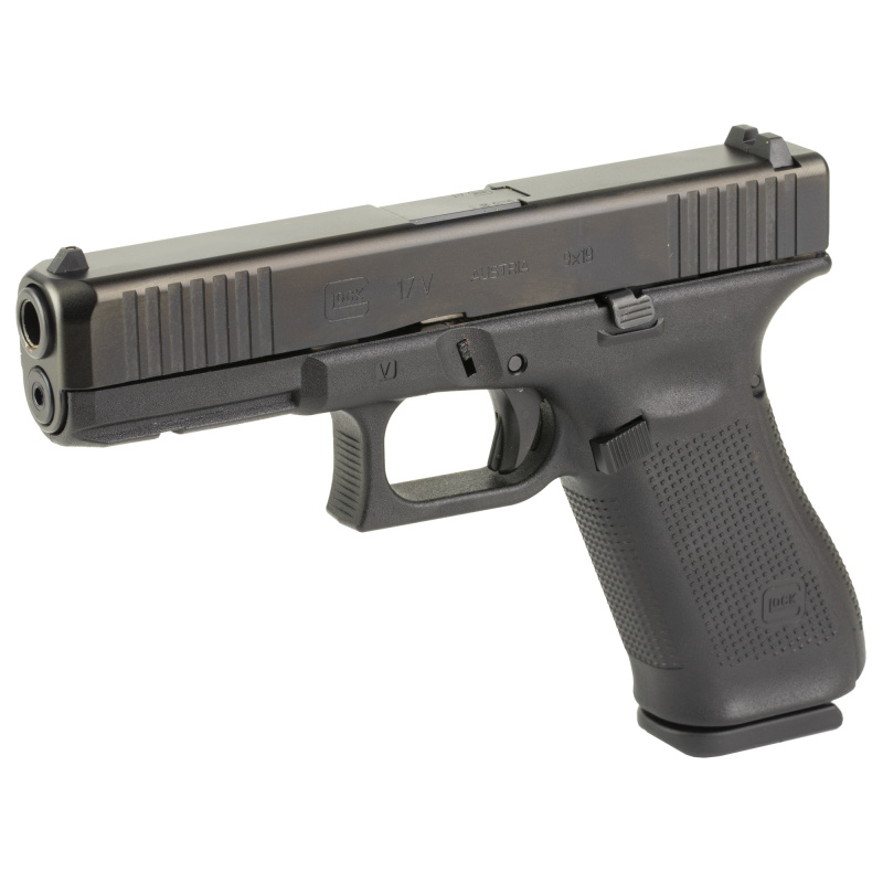 17V V Series 9MM, 4.49" Marksman Barrel, nDLC Finish, Fixed Sights, Ambidextrous Slide Stop Lever, Flared Mag Well, No Finger Grooves, Front Serrations 17 Rounds, 3 Magazines PV1750203 Striker Fired, Semi-automatic, Polymer Frame Pistol, Full Size