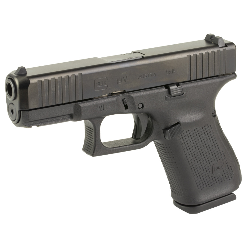 19V V Series 9MM, 4.02" Marksman Barrel, nDLC Finish, Fixed Sights, Ambidextrous Slide Stop Lever, Flared Mag Well, No Finger Grooves, Front Serrations 15 Rounds, 3 Magazines PV1950203 Striker Fired, Semi-automatic, Polymer Frame Pistol, Full Size