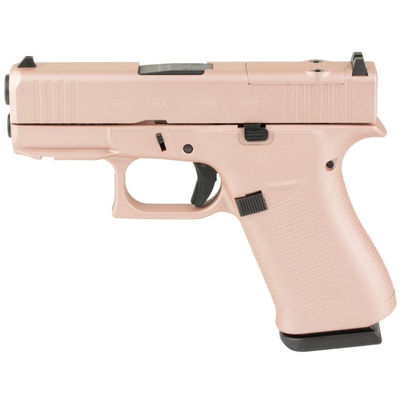 43X, M.O.S, Striker Fired, Semi-automatic, Polymer Frame Pistol, Sub-Compact, 9MM, 3.41" Barrel, Custom Rose Gold Cerakote Finish by Skydas, Fixed Sights, 10 Rounds, 2 Magazines PX4350204FRMOS-RG
