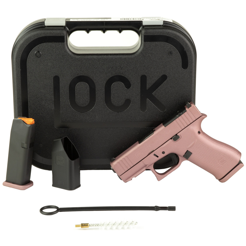 43X M.O.S., Semi-automatic, Striker Fired, Polymer Frame Pistol, Sub-Compact, 9MM, 3.41" Barrel, Custom Plush Pink Cerakote Finish by Shark Coast Tactical, Pink, Fixed Sights, 10 Rounds, 2 Magazines UX4350204FRPLPK-SCT