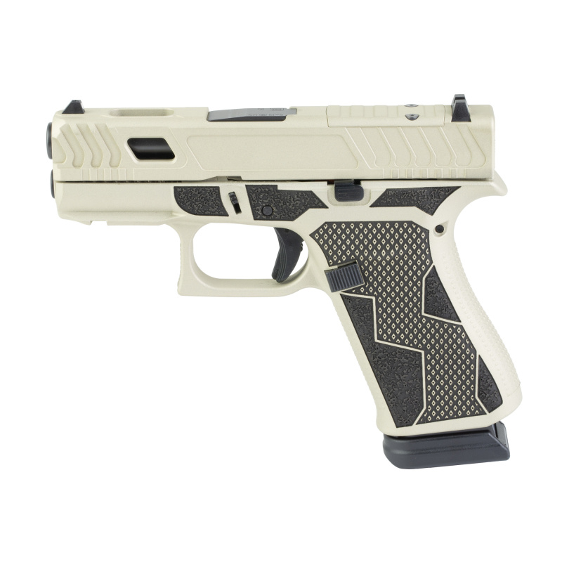 43X, Striker Fired, Semi-automatic, Polymer Frame Pistol, Sub-Compact, 9MM, 3.41" Barrel, Custom Cerakote Finish by Shark Coast Tactical, Banshee Two Toned, Black and Tan, Fixed Sights, 15 Rounds, 2 Magazines UX4350204NR15