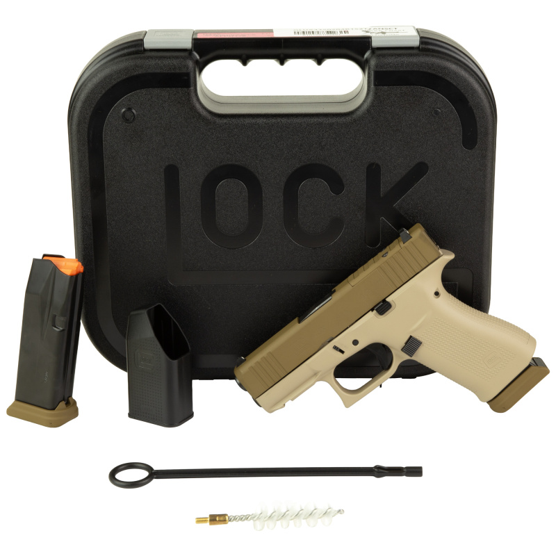 43X, Semi-automatic, Striker Fired, Polymer Frame Pistol, Sub-Compact, 9MM, 3.41" Barrel, Custom Two-Toned Tan Cerakote Finish by Shark Coast Tactical, Fixed Sights, 15 Rounds, 2 Magazines UX4350204NR15
