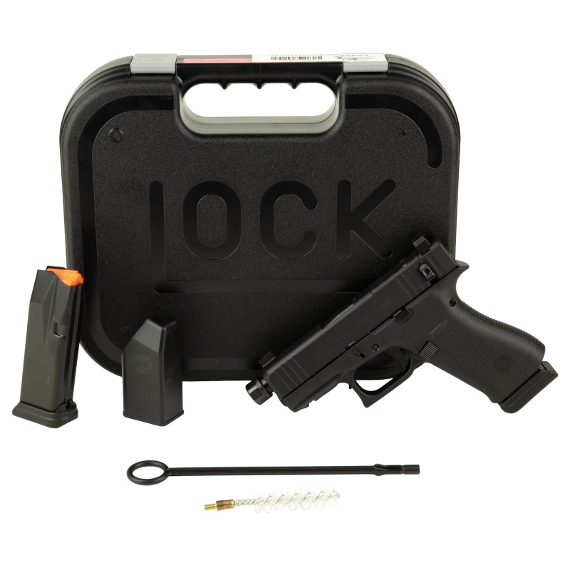 43X, Semi-automatic, Striker Fired, Polymer Frame Pistol, Sub-Compact, 3.92 Threaded Barrel, 1/2X28 Thread Pitch, Black Cerakote by Shark Coast Tactical, Slide Lock Lever, Suppressor Height Sights, 15 Rounds UX4350204FRN