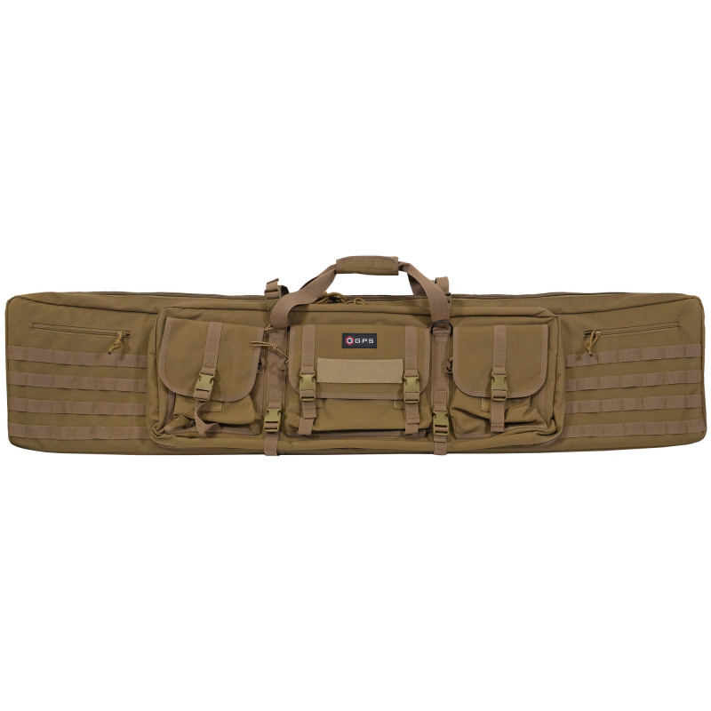 Tactical Double Rifle Case, Flat Dark Earth, 55", 600 Denier Polyester GPS-DRC55-FDE