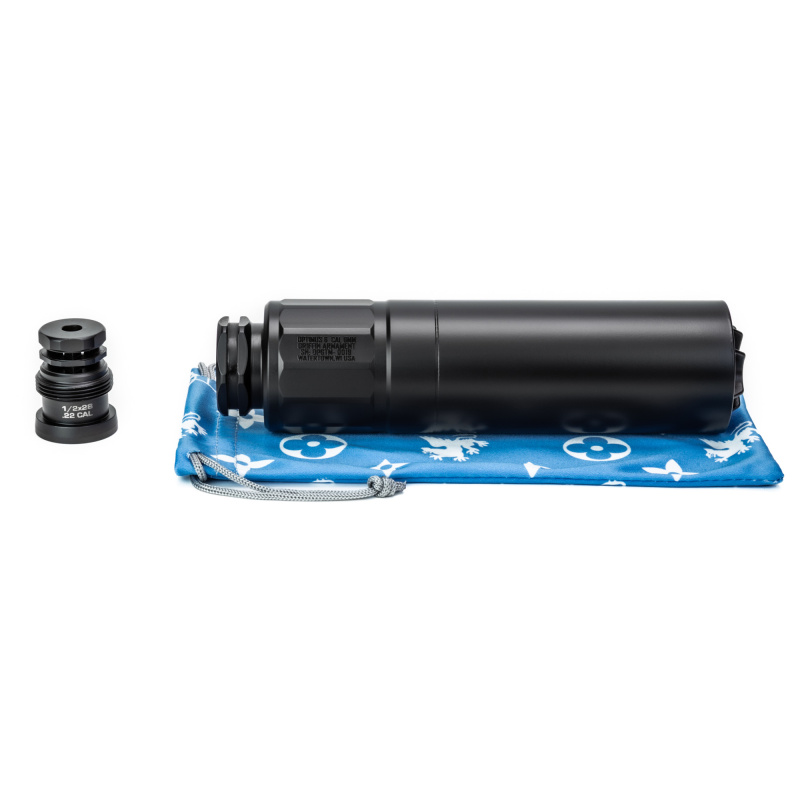 Optimus 6, Suppressor, 6.68" Long, 6MM, 17-4 Stainless Steel Construction, Includes 1/2x28 Taper Mount EZ-Brake, Cerakote Finish, Black GAOP6TM-W