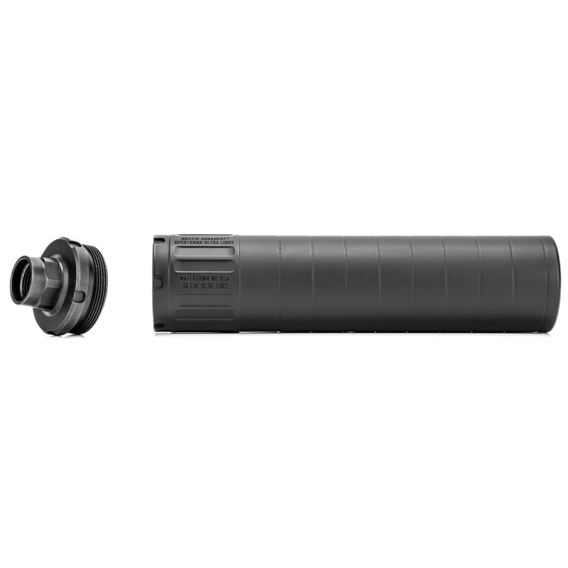 Sportsman Ultra Light 36HD, Suppressor, 6.09" Long, 36 Caliber, 17-4 Stainless Steel, Cerakote Finish, Black, HUB Compatible, Includes 5/8x24 Direct Thread Adapter GASUL36HD-W