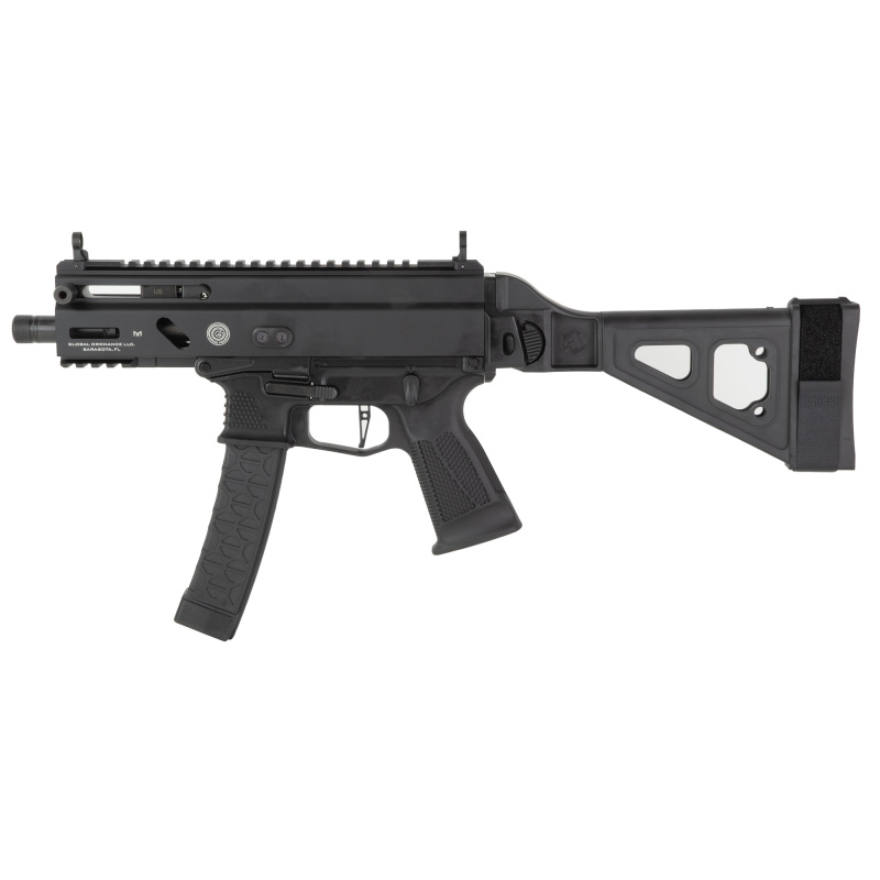 Stribog SP9A3S, Semi-automatic, Striker Fired, Alum Frame Pistol, 9MM, 5" Threaded Barrel, 1/2X28 Thread Pitch, Ambidextrous Controls, Folding Pistol Brace, M-LOK Handguard, Matte Finish, Black, 30 Rounds, 3 Magazines 810091152836