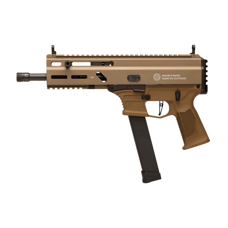 Stribog SP9A3G, Semi-Automatic Pistol, 9MM, 8" Threaded Barrel, Aluminum Frame, Non-Reciprocating Charging Handle, M-LOK Rail, Compatible with Glock Style Magazines, Matte Finish, Flat Dark Earth, 33 Rounds, 3 Magazines, Plastic Hard Case GRP810091156155