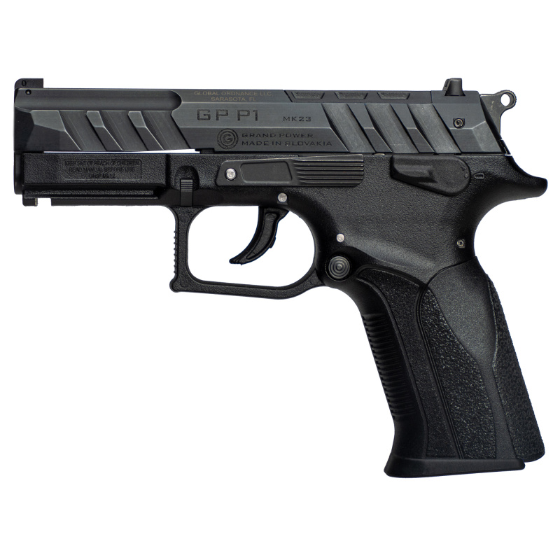 P1, Semi-automatic, Double Action/Single Action, Full Size, Polymer Frame Pistol, 3.66" Barrel, Manual Thumb Safety, Matte Finish, Black, 3-Dot Sights, Includes (4)-Optic Adapter Plates, 15 Rounds, 3 Magazines 8588005808651