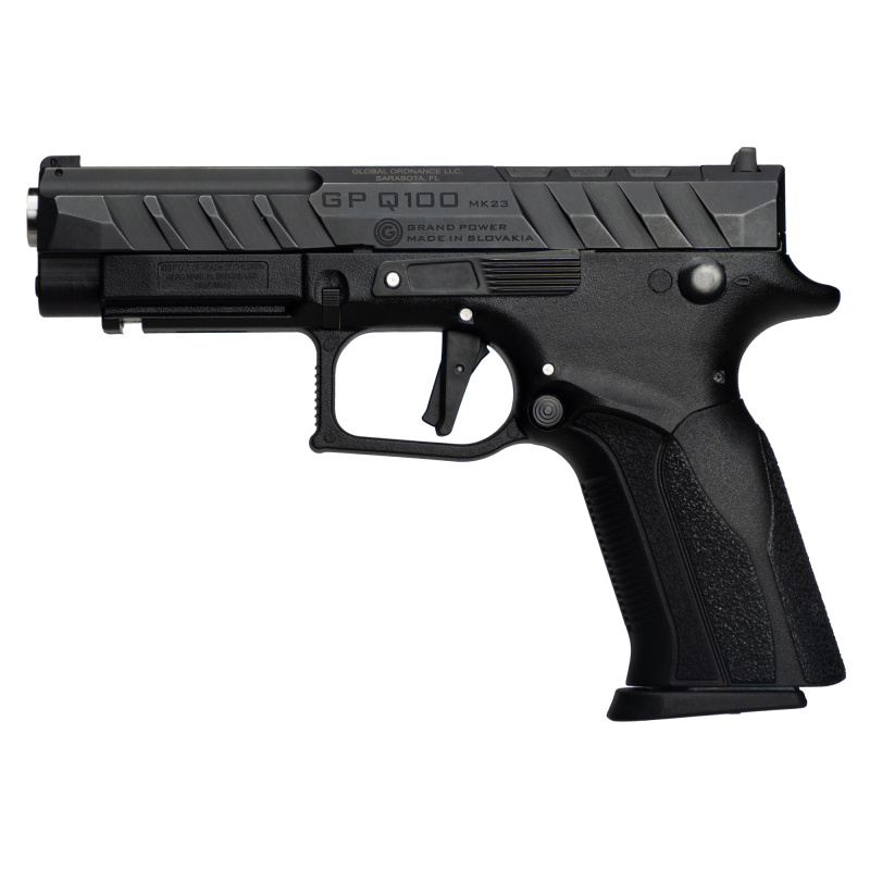 Q100, Semi-automatic, Striker Fired, Full Size, Polymer Frame Pistol, 4.25" Barrel, Trigger Safety, Matte Finish, Black, 3-Dot Sights, Includes (4)-Optic Adapter Plates, 15 Rounds, 3 Magazines 8588005808668