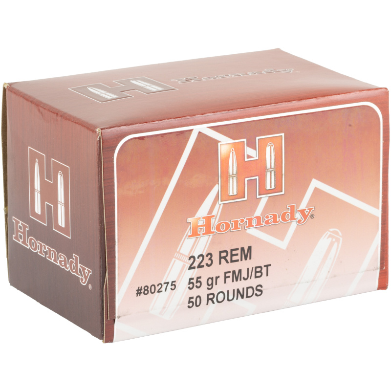 Hornady Custom .223 Remington 55 Grain Full Metal Jacket Boattail Box of 50 Rounds