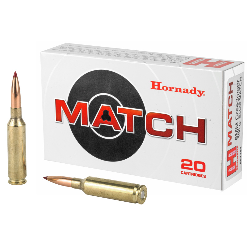Match Rifle Ammunition | 6mm Creedmoor 108 Grain ELD Match Box of 20 Rounds