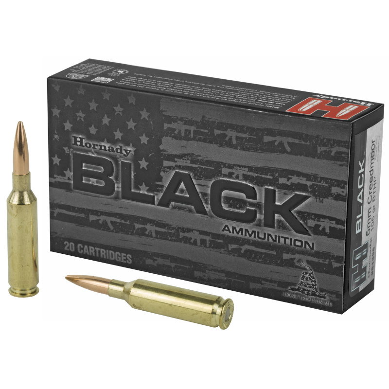 BLACK, 6MM Creedmoor, 105 Grain, Boat Tail Hollow Point, 20 Round Box 81396