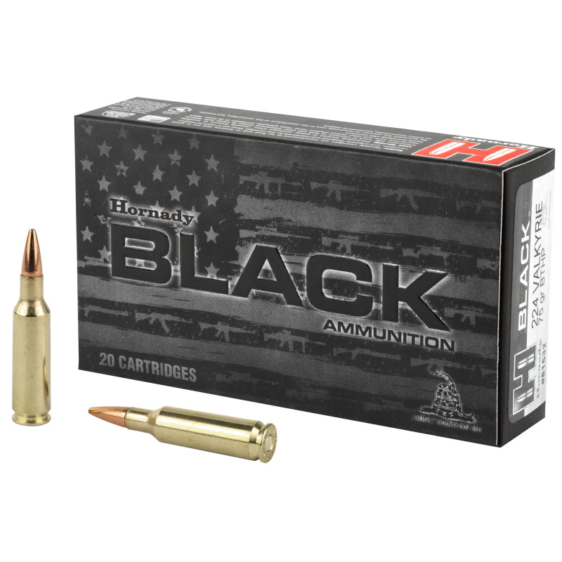 BLACK, 224 Valkyrie, 75 Grain, Boat Tail Hollow Point, 20 Round Box 81532