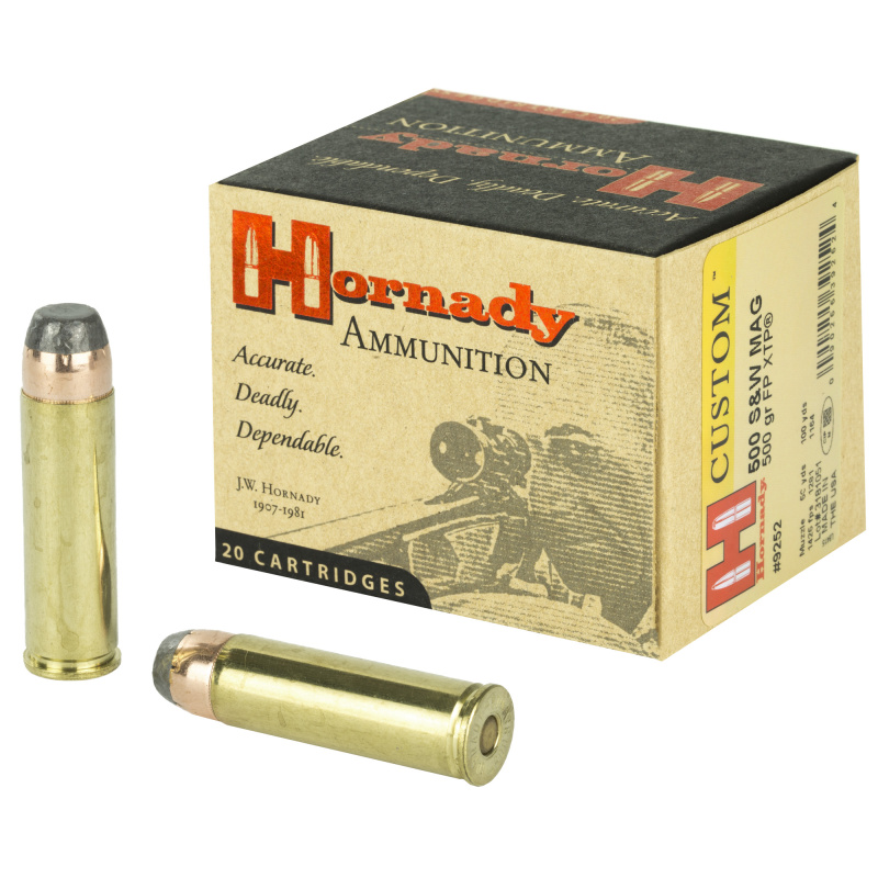 Hornady Custom |.500 S&W Magnum 500 Grain XTP Flat Point Box of 20 Rounds
