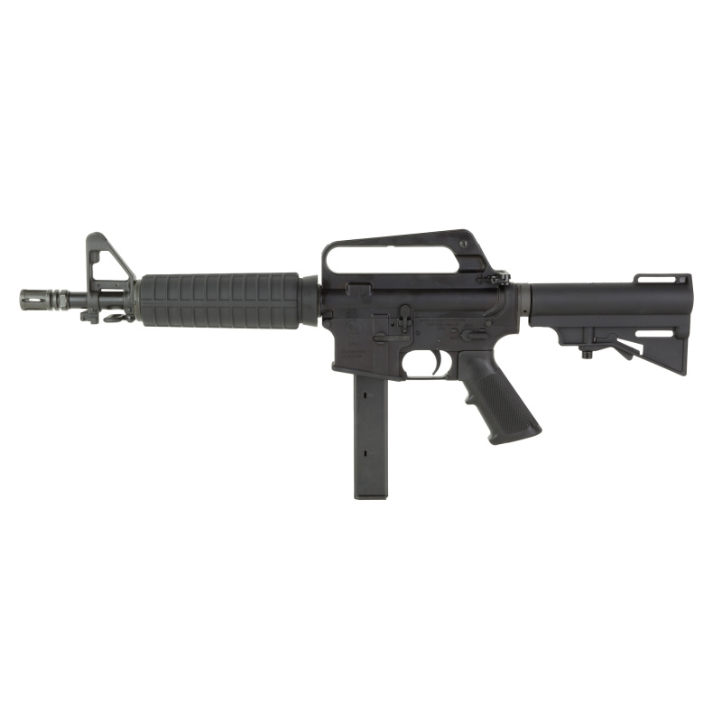 635, Semi-automatic, Striker Fired, Aluminum Frame Pistol, 9MM, 10.5" Threaded Barrel, 1/2X28 Thread Pitch, Anodized Finish, Black, A2 Pistol Grip, HAR-15 Adjustable Pistol Brace, Carry Handle Iron Sights, Manual Safety, 32 Rounds, 1 Magazine, Includes A