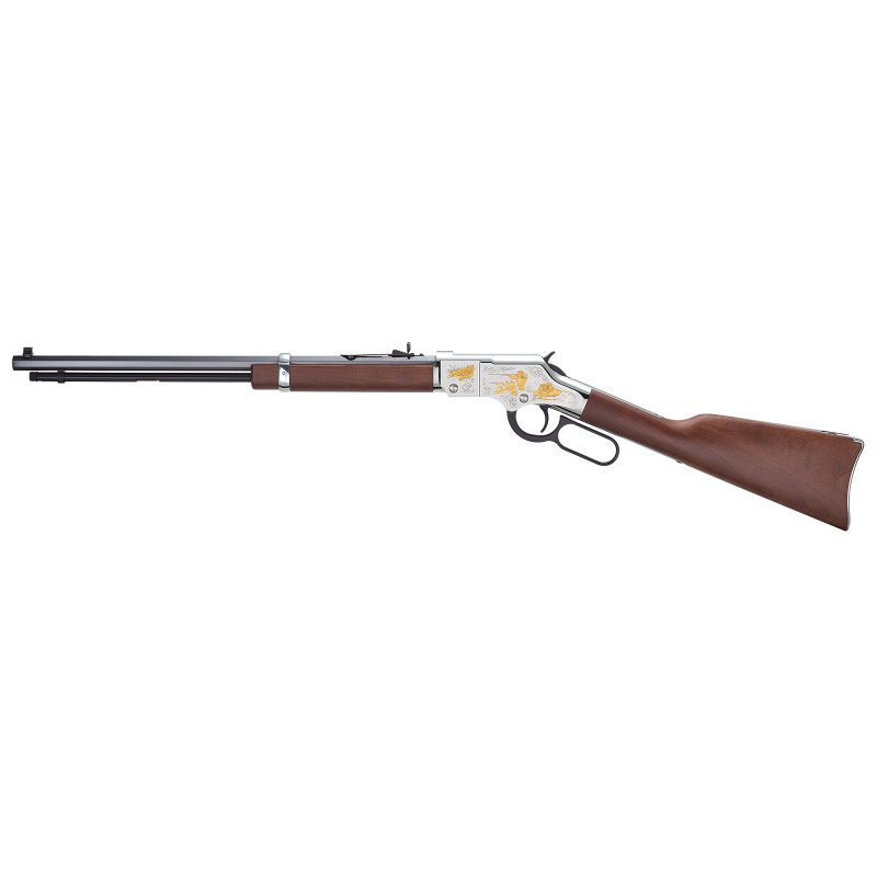 Spirit of the Corps Tribute Edition, Lever Action Rifle, 20" Blued Octagon Barrel, Nickel Plated Engraved Receiver, Engraved American Walnut Stock, Adjustable Semi-Buckhorn Rear Sight, Brass Bead Front Sight, 16 Rounds H004MC2