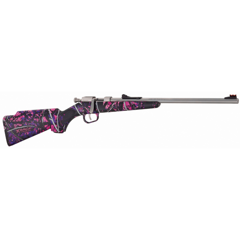 Mini-Bolt Single Shot Youth Rifle .22 Long Rifle 16.25 Inch Barrel Stainless Steel Finish Synthetic Stock Muddy Girl Camouflage Finish Adjustable Sights
