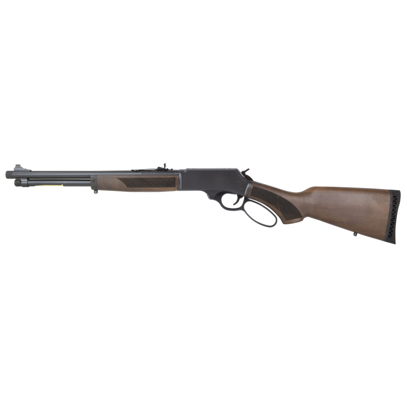 H09 Provider Carbine, Lever Action Rifle, 360 Buckhammer, 16.5" Threaded Barrel, 5/8X24 Thread Pitch, Round Blued Steel, Blued Steel Receiver, American Walnut Stock, Checkered Grip, Adjustable Semi-Buckhorn Rear Sight with Diamond Insert, Brass Bead Fron