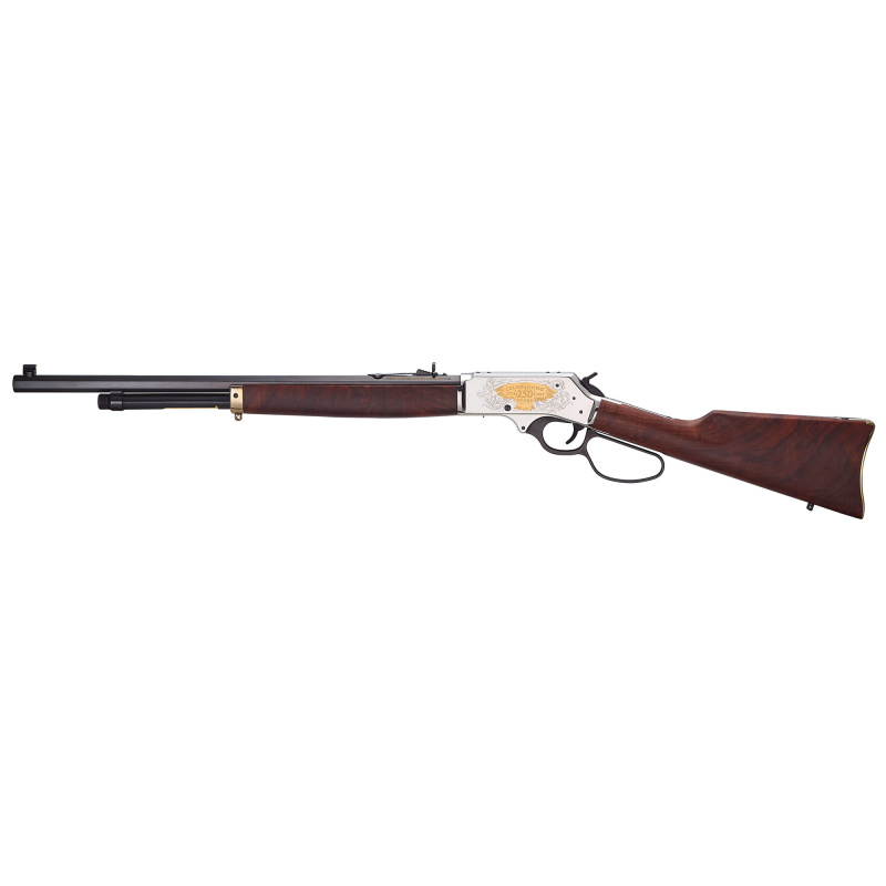 Spirit of the Corps Tribute Edition, Lever Action Rifle, 45-70 Government, 22" Octagon Barrel, Brass Receiver, Silver Receiver, Large Loop Lever, Side Gate, Fully Adjustable Semi Buckhorn Sights, American Walnut Stock, 4 Rounds H010BGMC