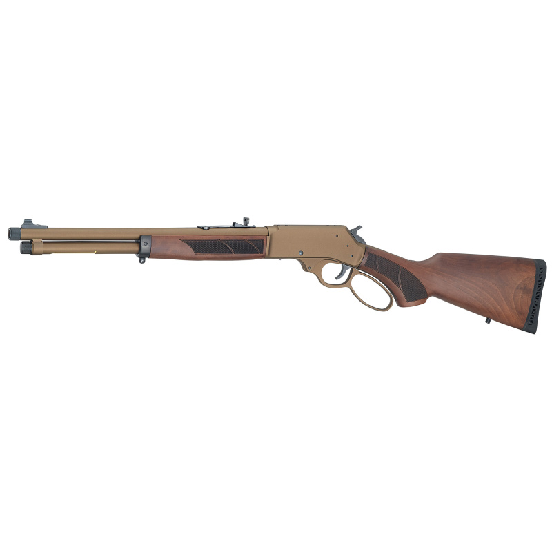 H10 Explorer Carbine, lever Action Rifle, 45-70 Government, 16.5" Threaded Barrel, 5/8X24 Thread Pitch, Round, Cerakote Finish, Burnt Bronze, American Walnut Stock, Checkered Grip, Adjustable Semi-Buckhorn Rear Sight with Diamond Insert, Brass Bead Front