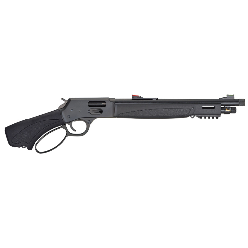 H12 Bear's Leg, Lever Action Pistol, .357 Magnum/.38 Special, 13.8" Threaded Barrel, 5/8X24 Thread Pitch, Round Blued Steel, Blued Steel Receiver, Black Synthetic Stock, Pistol Grip, Adjustable Semi-Buckhorn Rear Sight with Diamond Insert, Brass Bead Fro