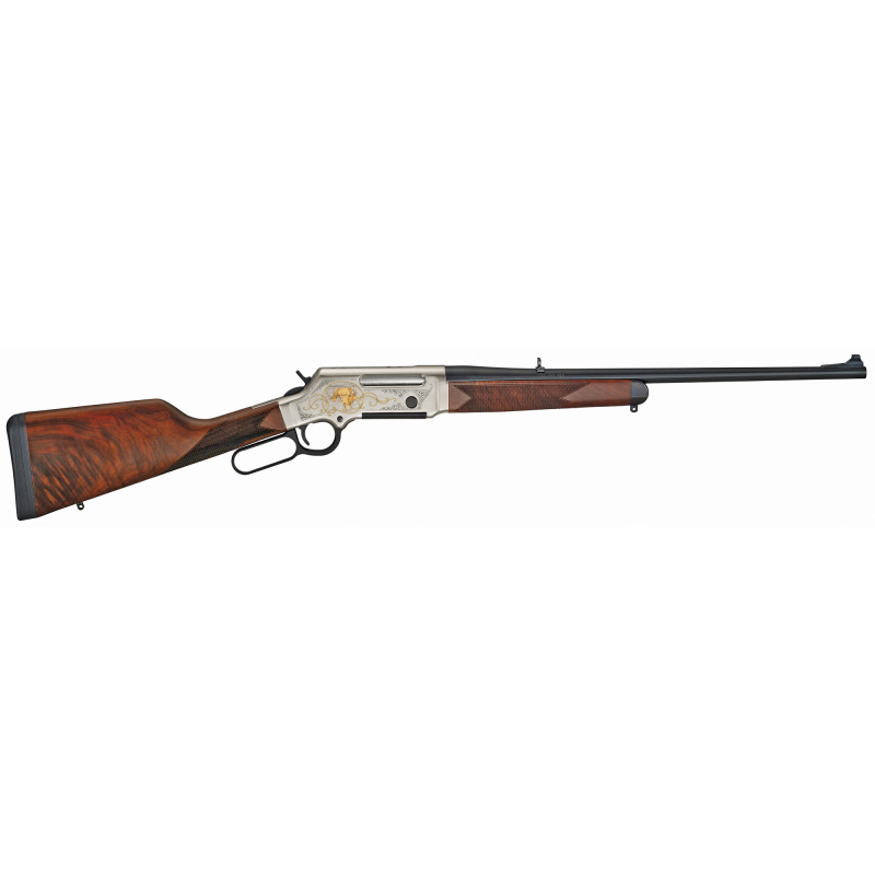 Long Ranger Elk Wildlife Edition, Lever Action Rifle, 308 Winchester, 20" Barrel, Blued Finish, Engraved Nickel Plated Receiver with 24K Gold Inlay, Straight-grip American Walnut Stock, Adjustable Rear Sight, Transfer Bar Safety, 4 Rounds H014WL-308