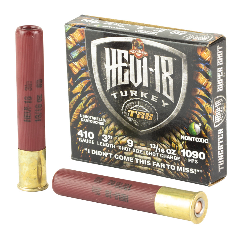 HEVI-18, Turkey, 410 Gauge 3", #9, 13/16oz, TSS, 5Rounds Per Box HS1009