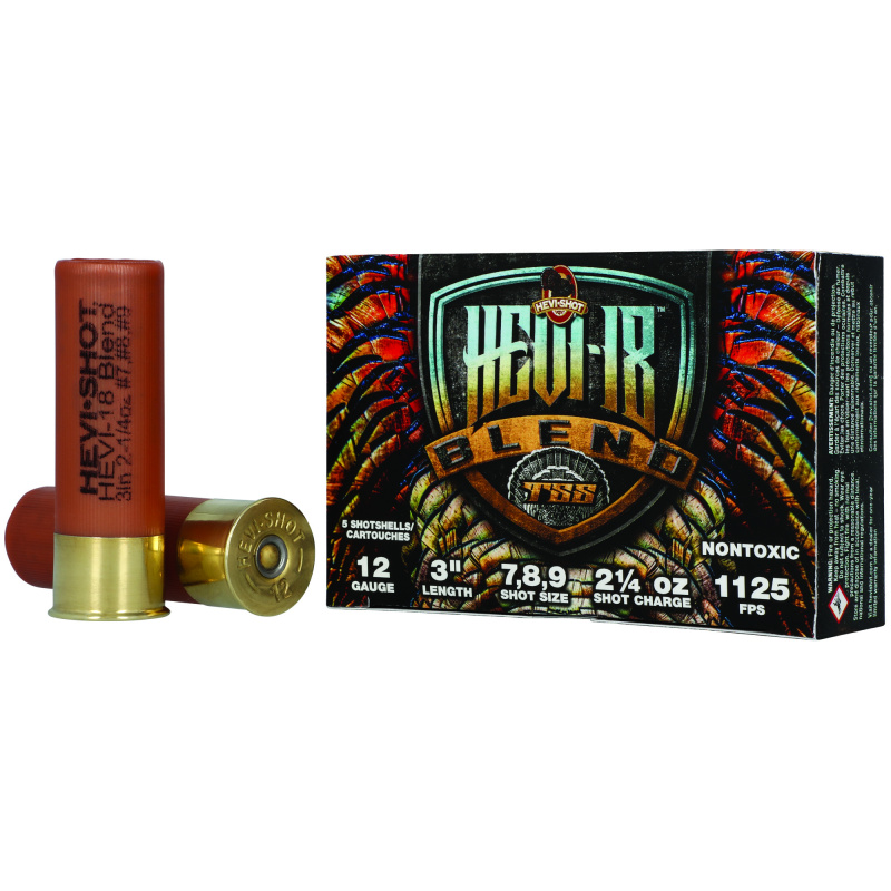 Hevi-18, 12 Gauge, 3", Max Dram, 2 1/4 oz, Tungsten Super Shot, 5 Rounds per Box HS4079