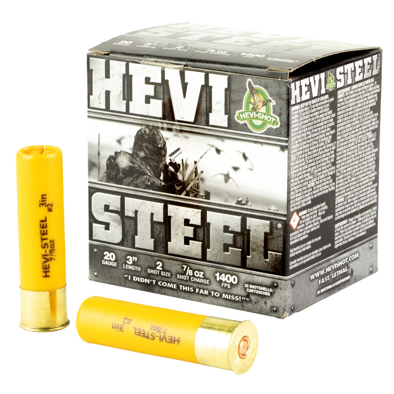 HEVI-Shot, HEVI-Steel, 20 Gauge 3", Max Dram, 7/8 oz, #2 Shot Size, 25Rd Box HS62002