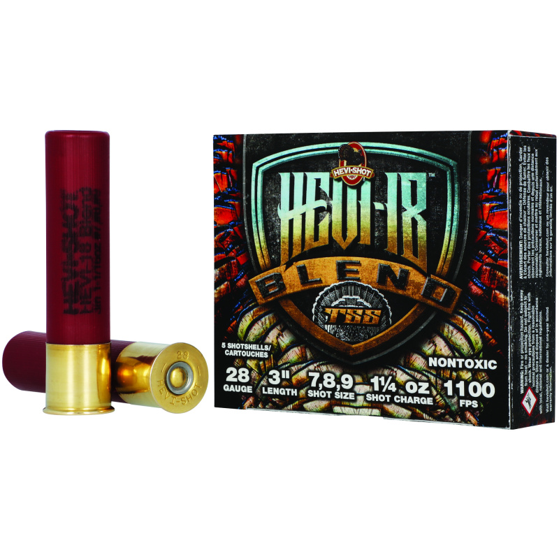Hevi-18, 28 Gauge, 3", Max Dram, 1 1/4 oz, Tungsten Super Shot, 5 Rounds per Box HS72879