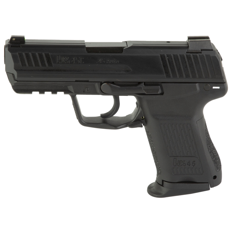 HK45, V7, LEM, Double Action Only, Semi-automatic, Polymer Frame Pistol, Compact, 45 ACP, 4.5" Barrel, Black, 3 Dot Sights, 10 Rounds, 2 Magazines 81000020
