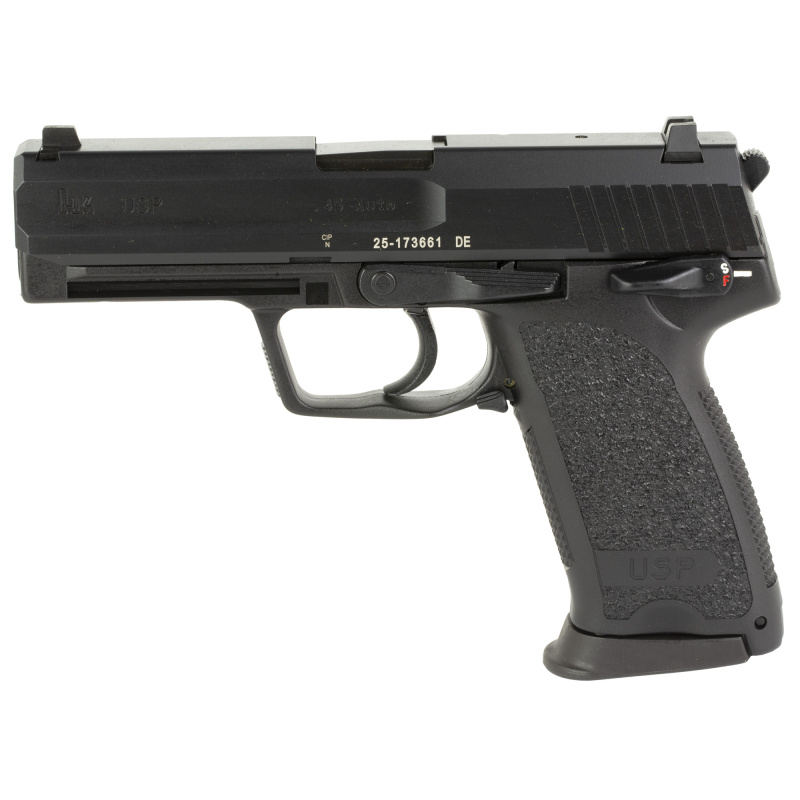 USP45, V1, Double Action/Single Action, Semi-automatic, Polymer Frame Pistol, 45 ACP, 4.41" Barrel, Black, Night Sights, Manual Thumb Safety, Decocker, 10 Rounds, 3 Magazines 81000325