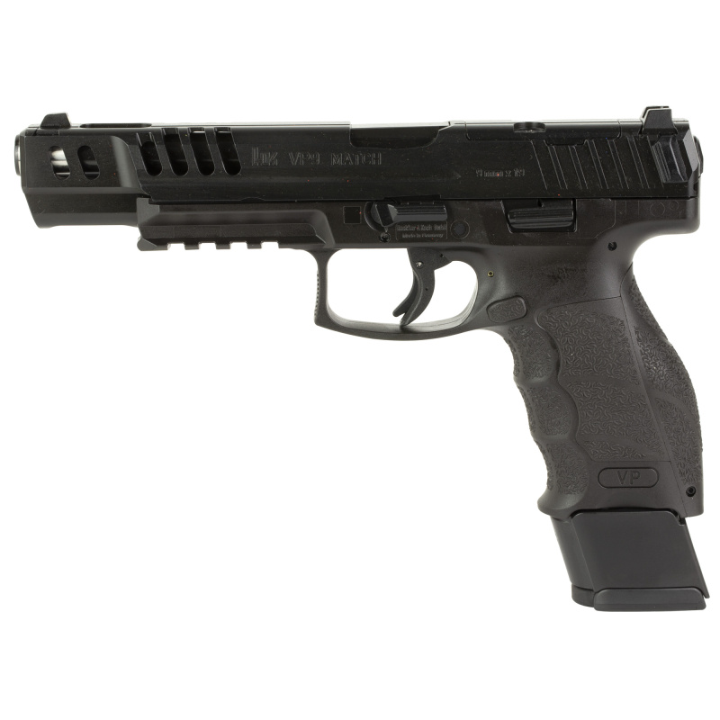 VP9-B Match OR, Semi-automatic| Striker Fired, Full Size, Push Button Mag Release, 9MM, 5.51" Barrel, Black, Interchangeable Backstraps and Side Panels, Luminous Front Sight, Black Serrated Rear Sight, 20 Rounds, 4 Magazines 81000555