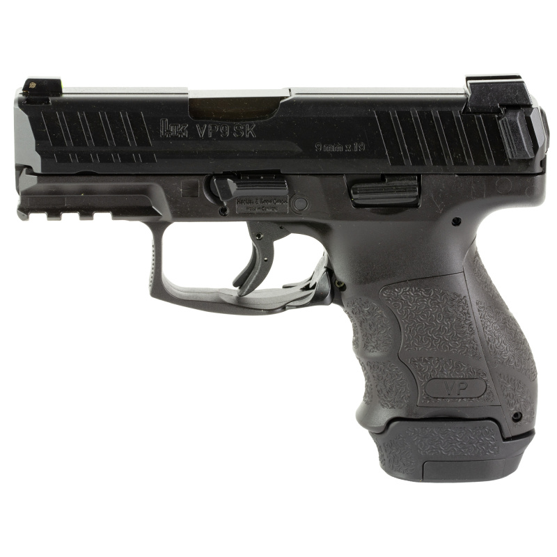 VP9SK, Semi-automatic, 9MM, 3.39" Barrel, Polymer Frame, Black Finish, 3 Dot Sights, 2 Magazines, 1-15Rd & 1-12Rd 81000819