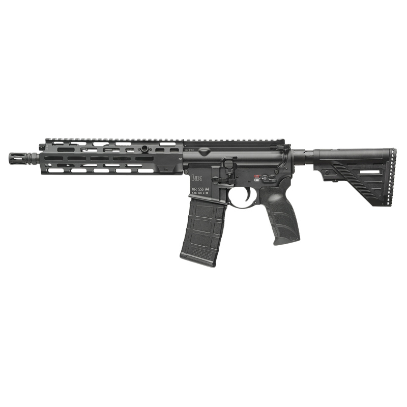 MR556 A4, Semi-automatic, Short Barrel Rifle, 556NATO, 11" Threaded Barrel, 1/2X28 Thread Pitch, Anodized Finish, Black, M-LOK Free Float Handguard, Adjustable Gas Block, Ambidextrous Controls, 30 Rounds, 1 Magazine 81001048