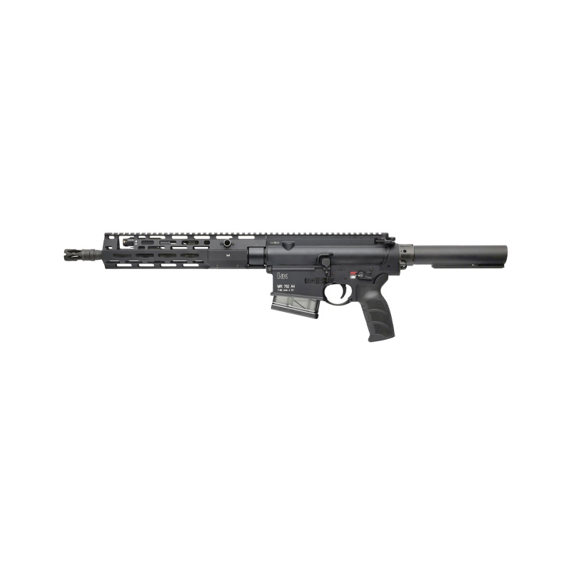MR762 A4, Semi-automatic, AR-Style Pistol, 308 Winchester/762NATO, 13" Cold Hammer Forged Threaded Barrel, 5/8X24 Thread Pitch, Anodized Finish, Black , M-LOK Free Float Handguard, Adjustable Gas Block, HK USA Enhanced Grip, Ambidextrous Controls, 10 Rou