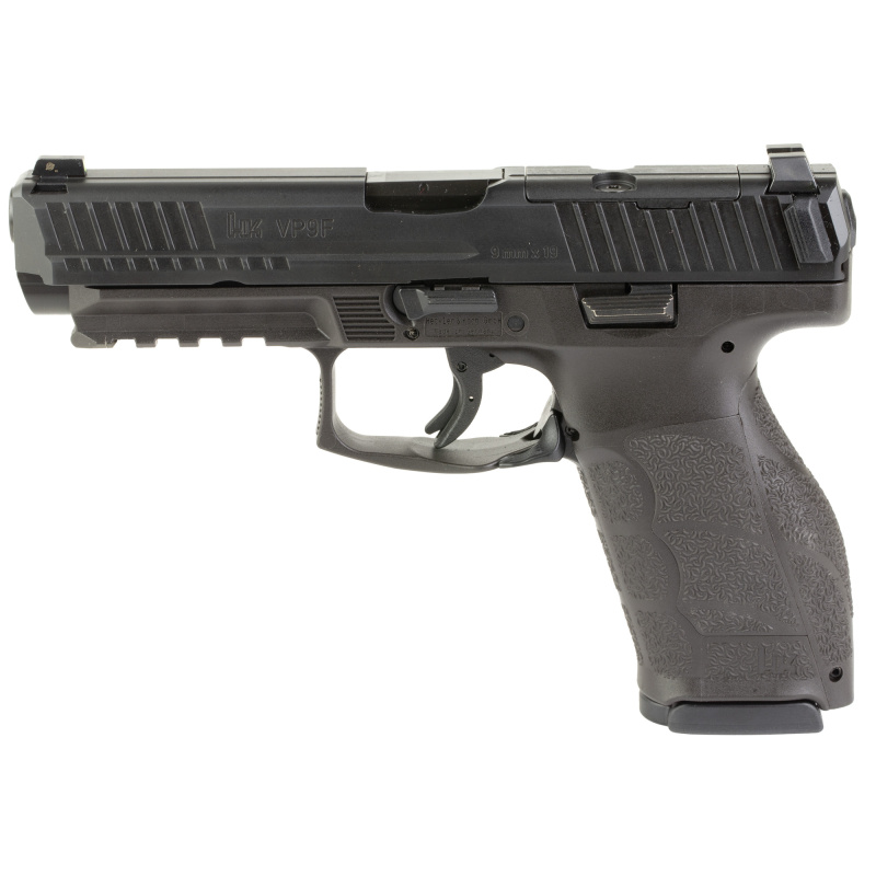 VP9A1 F, Semi-automatic, Striker Fired, Polymer Frame Pistol, Full Size, 9MM, 4.53" Barrel, Matte Finish, Black, Interchangeable Grips, Optic Ready, Tritium Front Sight, Blacked Out Serrated Rear Sights, 15 Rounds, 2 Magazines, Includes (5)-Backstraps an