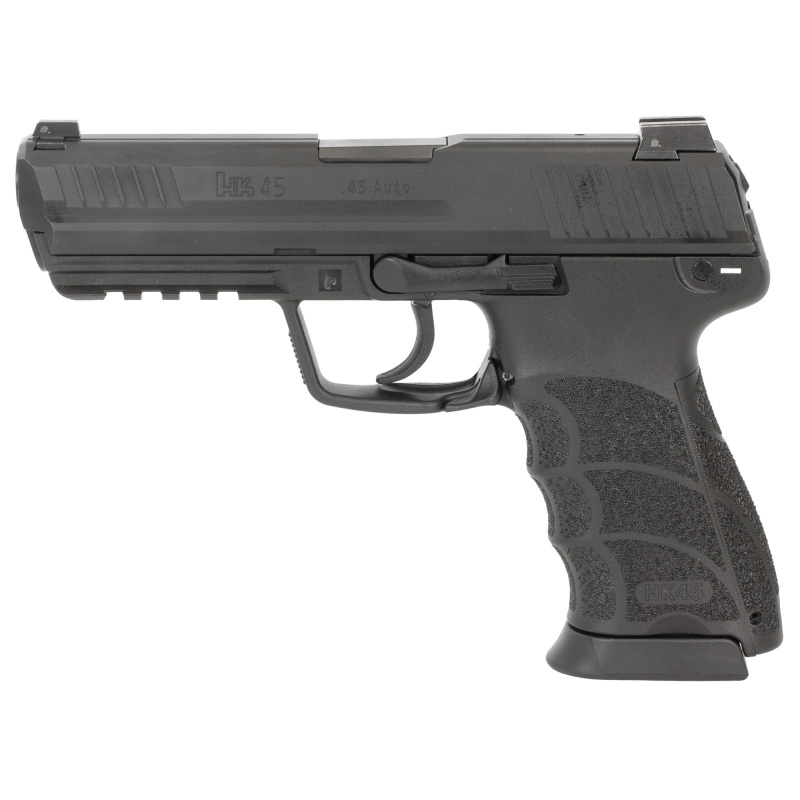 HK45, Semi-automatic, V7 LEM-DAO, Full Size, 45 ACP, 4.46" Barrel, Matte Finish, Black, Manual Safety, Front Night Sight, 10 Rounds, 2 Magazines 81001114