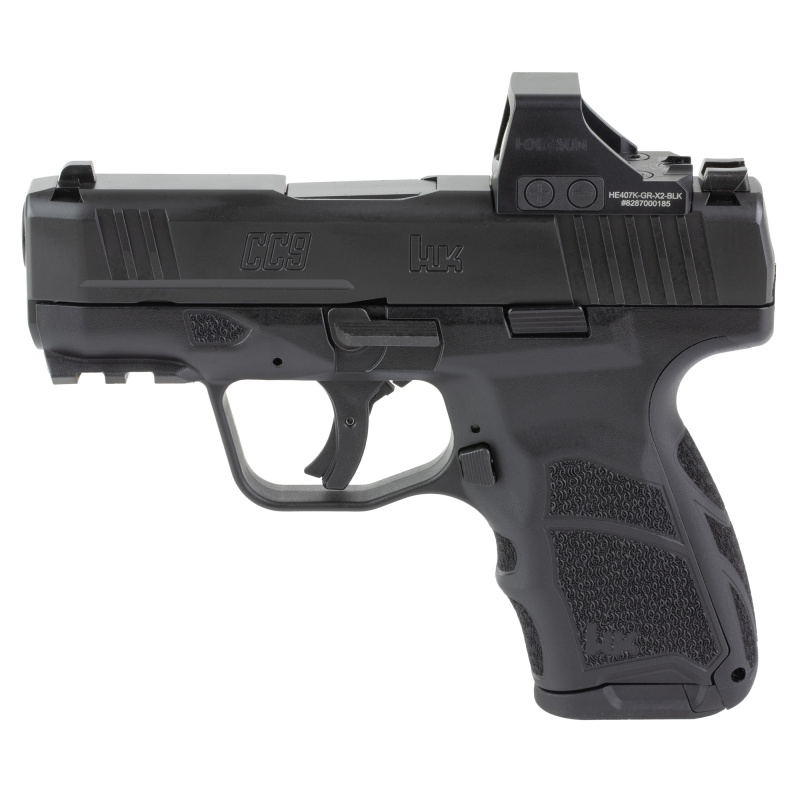 CC9 Optics Equipped, Semi-automatic, Striker Fired, Polymer Frame Pistol, Sub-Compact, 9MM, 3.32" Barrel, DLC Finish, Black, Tritium Front Sight with Black Rear, Includes Holosun 407K, 2 Magazines, 10 Rounds 81001132