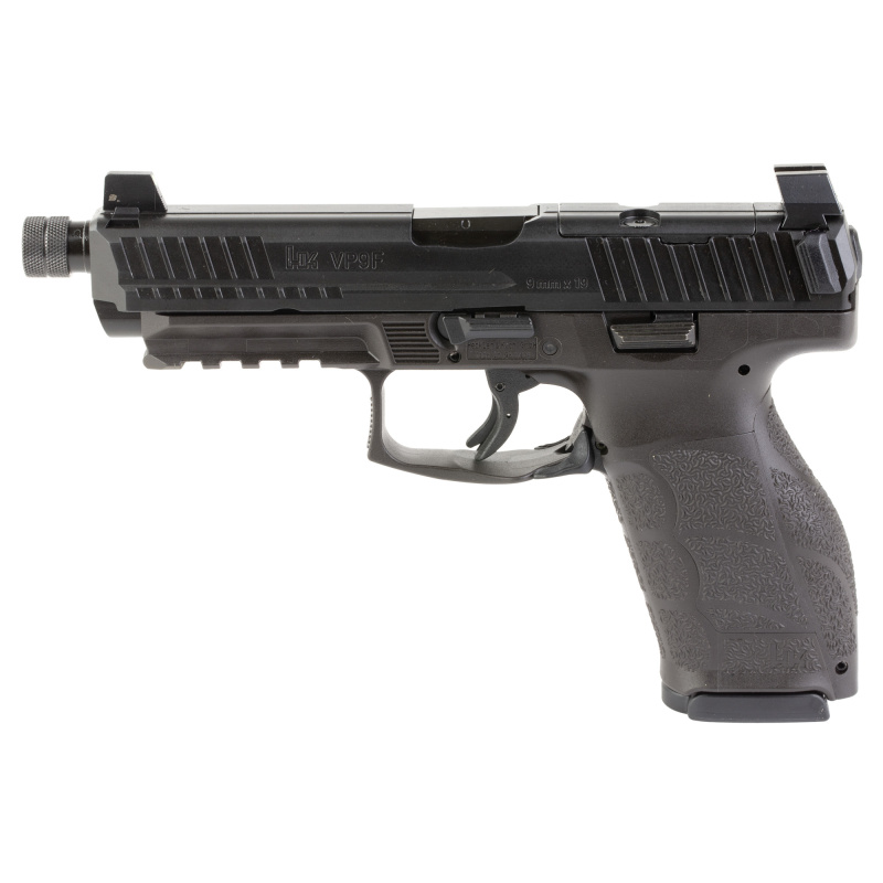 VP9A1 F Tactical, Semi-automatic, Striker Fired, Polymer Frame Pistol, Full Size, 9MM, 5.12" Threaded Barrel, Matte Finish, Black, Interchangeable Grips, Tritium Front Sight with Blacked Out Serrated Rear Sight, Trigger Safety, 15 Rounds, 2 Magazines, In