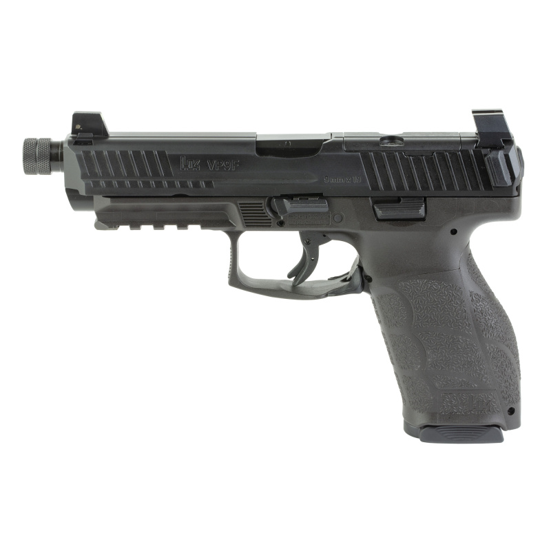 VP9A1 F Tactical, Semi-automatic, Striker Fired, Polymer Frame Pistol, Full Size, 9MM, 5.12" Threaded Barrel, Matte Finish, Black, Interchangeable Grips, Tritium Front Sight with Blacked Out Serrated Rear Sight, Trigger Safety, 10 Rounds, 2 Magazines, In