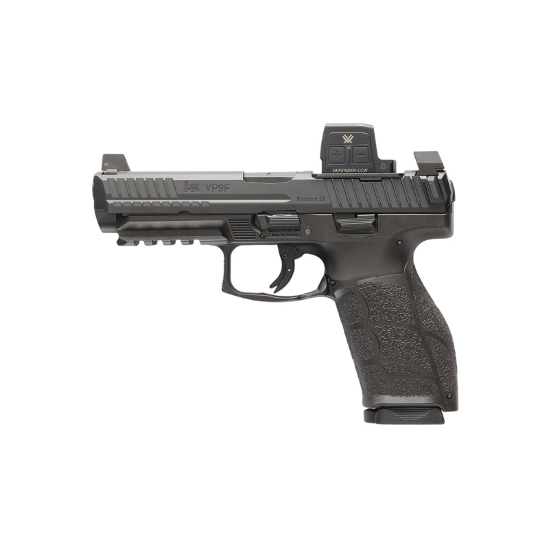 VP9A1F, Semi-automatic, Striker Fired, Polymer Frame Pistol, Full Size, 9MM, 4.5" Barrel, Matte Finish, Black, Front Tritium Night Sight, 2 Magazines, 10 Rounds, Includes Vortex Defender Closed Emitter Red Dot Sight 81001352