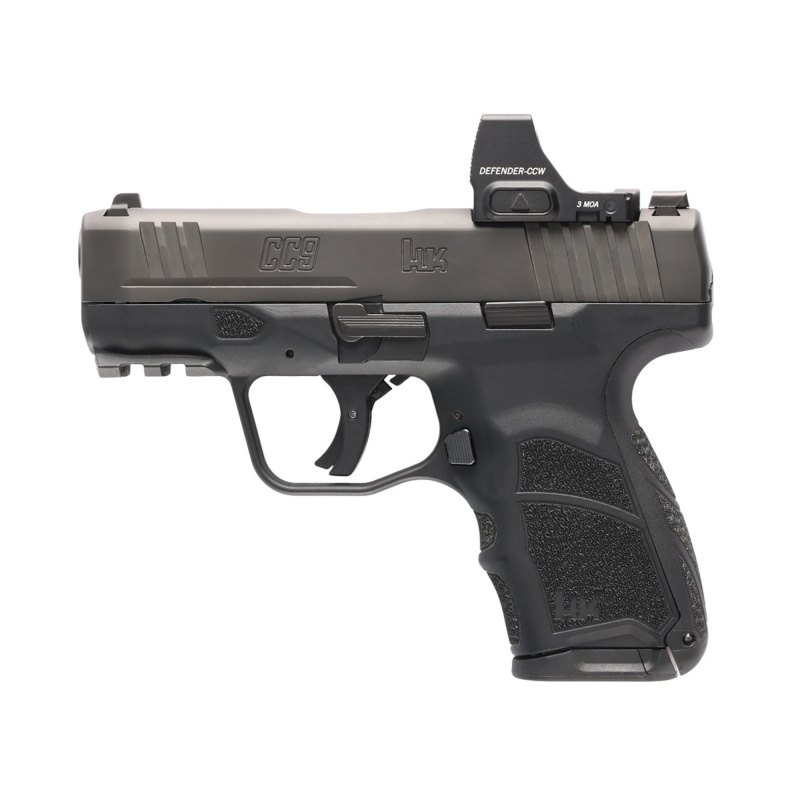 CC9, Semi-automatic, Striker Fired, Polymer Frame Pistol, Sub-Compact, 9MM, 3.32" Barrel, DLC Finish, Black, Front Tritium Night Sight, 2 Magazines, 10 Rounds, Includes Vortex Defender Open Emitter Red Dot Sight 81001353