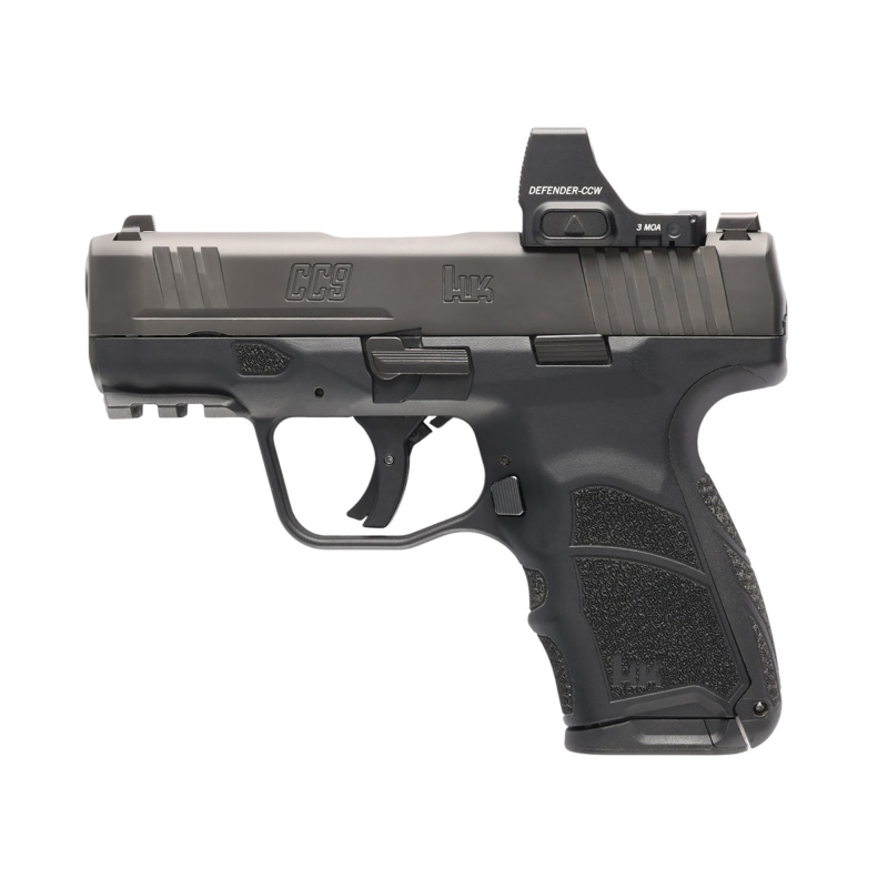 CC9, Semi-automatic, Striker Fired, Polymer FramePistol, Sub-Compact, 9MM, 3.32" Barrel, DLC Finish, Black, Front Tritium Night Sight, (1)-12 Round Magazine and (1)-10 Round Magazine, Includes Vortex Defender Open Emitter Red Dot Sight 81001354