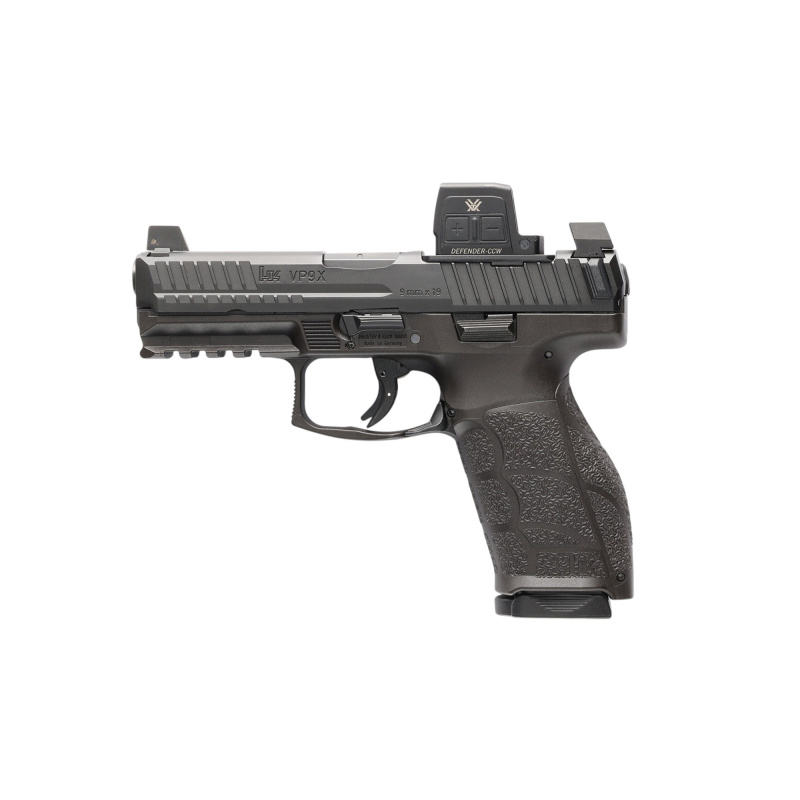 VP9A1, X Crossover, Semi-automatic, Striker Fired, Polymer Frame Pistol, Compact, 9MM, 4.09" Barrel, Matte Finish, Black, Front Tritium Night Sight, 2 Magazines, 10 Rounds, Includes Vortex Defender Closed Emitter Red Dot Sight 81001356