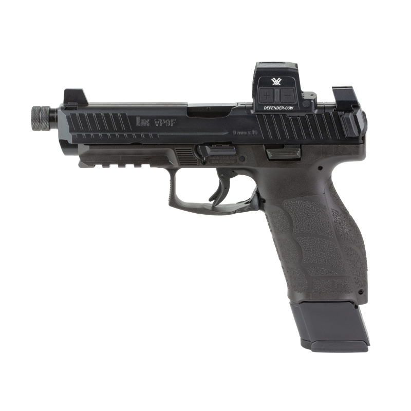 VP9A1 F Tactical, Semi-automatic, Striker Fired, Polymer Frame Pistol, Full Size, 9MM, 5.12" Threaded Barrel, Matte Finish, Black, Interchangeable Grips, Suppressor Height Sights, Blacked Out Serrated Front and Rear Sights, Trigger Safety, (1)-20 Round M